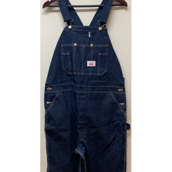 Vintage Round House Dark Blue Jean Denim Made in USA Overalls Men’s 40X32 NOS - Picture 2 of 7